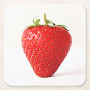 Dessous-de-verre Carré En Papier Un coastère de fraise rouge