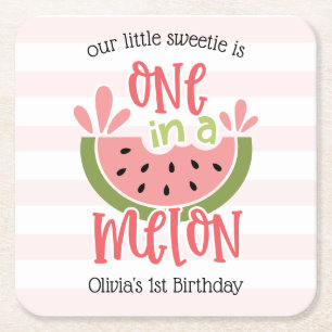 Dessous-de-verre Carré En Papier Un Dans Un Melon Watermelon Premier anniversaire
