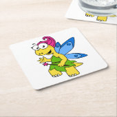 Dessous-de-verre Carré En Papier Un Dessin Fairysaur Dinosaur. (Incliné)