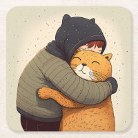 Un enfant embrasse le mignon chat au gingembre. En