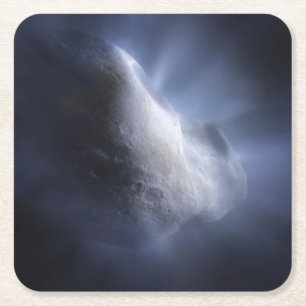 Dessous-de-verre Carré En Papier Un Gros Plan Illustratif Du Temple De La Comète.