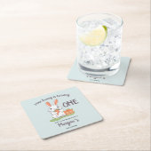 Dessous-de-verre Carré En Papier Un Lapin Est Un Garçon Filles 1Er Anniversaire (En situation)