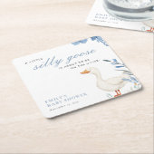 Dessous-de-verre Carré En Papier Un petit Baby shower de garçon d'oie idiot (Incliné)