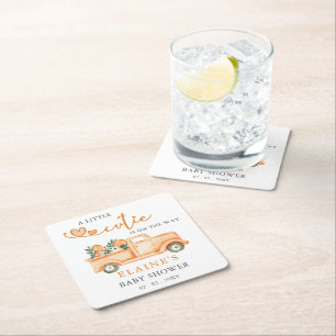 Dessous-de-verre Carré En Papier Un Petit Cutie Se Trouve Sur Le Chemin Du Baby sho