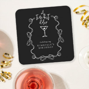 Dessous-de-verre Carré En Papier Un Petit Peu Plus Vieille Main Tirée Noir Annivers