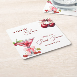 Dessous-de-verre Carré En Papier Un peu amoureuse de Cherry Martini Enterrement de