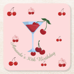 Dessous-de-verre Carré En Papier Un peu plus vieille Cherrytini Anniversaire