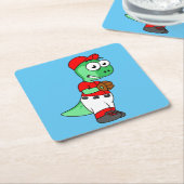 Dessous-de-verre Carré En Papier Un Pitcher De Baseball Pachycephalosaurus. (Incliné)