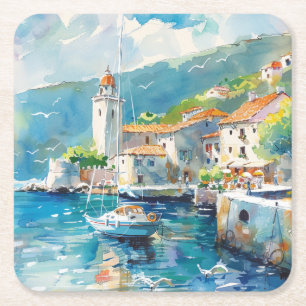 Dessous-de-verre Carré En Papier Un port maritime