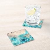 Dessous-de-verre Carré En Papier Un Shabby Bleu Chic Ephemera Design Series 7 (En situation)