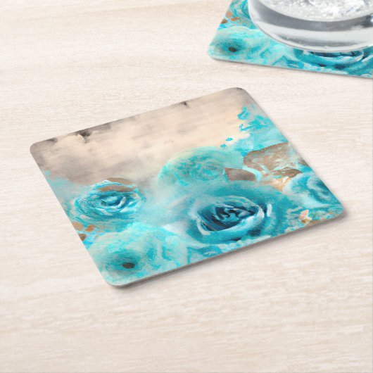 Dessous-de-verre Carré En Papier Un Shabby Bleu Chic Ephemera Design Series 7 (Incliné)