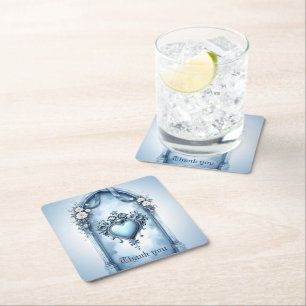 Dessous-de-verre Carré En Papier Une arcade colorée bleu clair aux accents floraux,