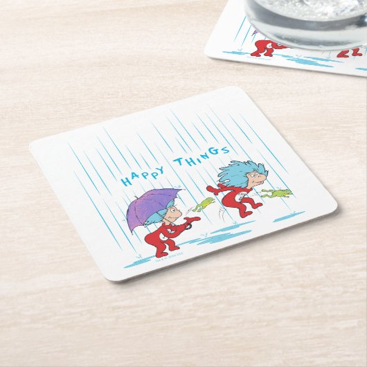 Dessous-de-verre Carré En Papier Une chose deux choses heureuses (Incliné)