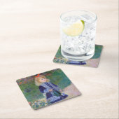 Dessous-de-verre Carré En Papier Une fille avec une canne d'arrosage, Renoir (En situation)