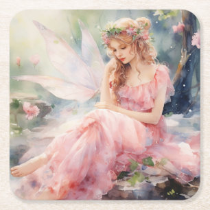 Dessous-de-verre Carré En Papier Une jolie fée de printemps