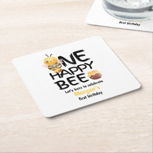 Dessous-de-verre Carré En Papier Une joyeuse Bee Honey Yellow Bee Girls 1er anniver
