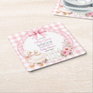 Dessous-de-verre Carré En Papier Une petite Baby Shower Cottagecore Rose Canard Sil