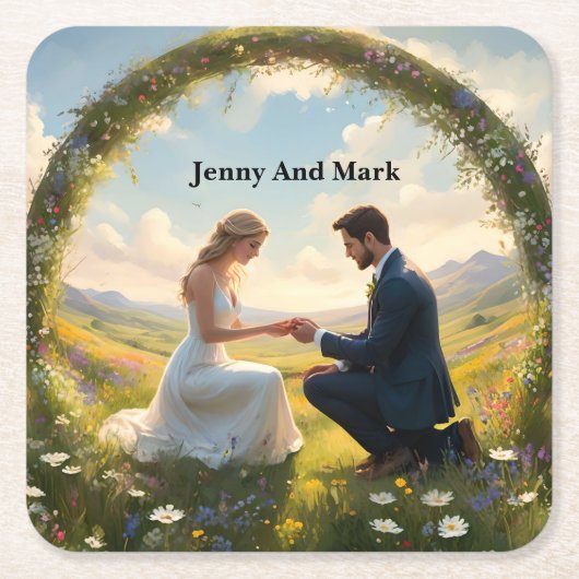 Dessous-de-verre Carré En Papier Une promesse pour toujours : le Fiançailles (Devant)