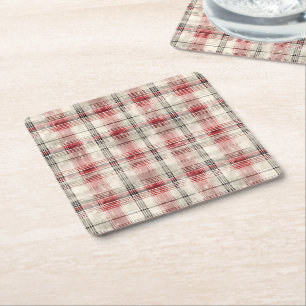 Dessous-de-verre Carré En Papier Une série de dessins floraux tartan de Noël #15