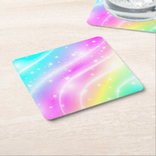 Dessous-de-verre Carré En Papier Unicorn Pastel Couleur arc-en-ciel