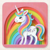 Dessous-de-verre Carré En Papier Unicorne (Devant)