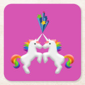 Dessous-de-verre Carré En Papier Unicornes (Devant)