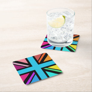 Dessous-de-verre Carré En Papier Union Jack/Drapeau Multicolore+Noir