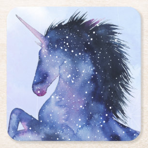 Dessous-de-verre Carré En Papier Univers de licorne - cosmique