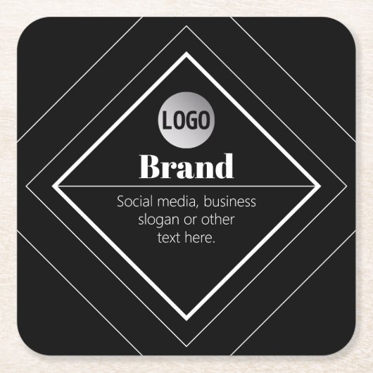 Dessous-de-verre Carré En Papier Upload Your Logo & Customizable Text Design (Devant)