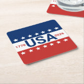 Dessous-de-verre Carré En Papier USA 1776 2026 250th Anniversary Red White Blue (Incliné)