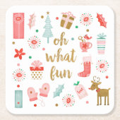 Dessous-de-verre Carré En Papier Vacances de Noël modernes (Devant)