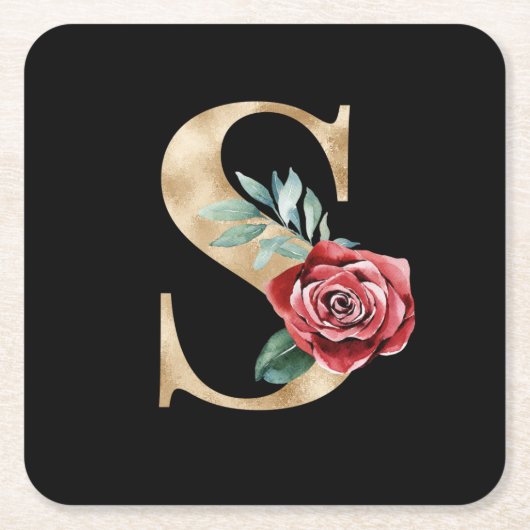 Dessous-de-verre Carré En Papier Vacances d'hiver initiales lettre S (Devant)