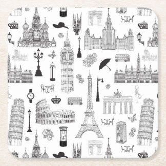 Dessous-de-verre Carré En Papier Vacances En Europe Motif