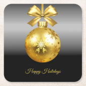 Dessous-de-verre Carré En Papier Vacances Ornement Doré (Devant)