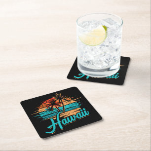 Dessous-de-verre Carré En Papier Vacances tropicales à Hawaii îles Hawaïennes