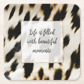 Dessous-de-verre Carré En Papier Vache blanche noire (Devant)