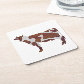 Dessous-de-verre Carré En Papier Vache Brown et blanche Silhouette (Incliné)