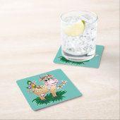 Dessous-de-verre Carré En Papier Vache et papillon mignons (En situation)
