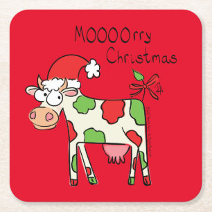 Dessous-de-verre Carré En Papier Vache Noël mignon Enfants
