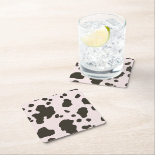 Dessous-de-verre Carré En Papier Vache Taches Noires et Blanches Fourrure