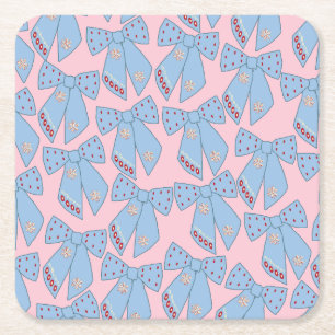 Dessous-de-verre Carré En Papier Vaches Roses Et Bleues