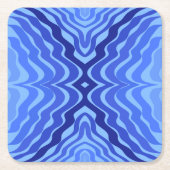 Dessous-de-verre Carré En Papier Vagues bleues réfléchissantes Moderne Design abstr (Devant)