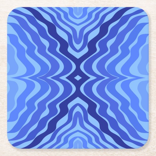 Dessous-de-verre Carré En Papier Vagues bleues réfléchissantes Moderne Design abstr (Devant)