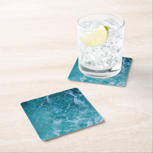 Dessous-de-verre Carré En Papier Vagues profondes de l'océan bleu
