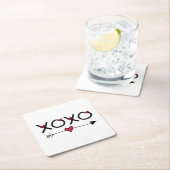 Dessous-de-verre Carré En Papier Valentines XOXO (En situation)