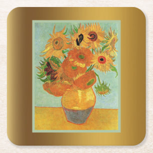 Dessous-de-verre Carré En Papier Van Gogh - Douze tournesols