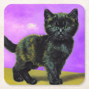 Dessous-de-verre Carré En Papier Van Gogh Style Cat