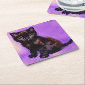 Dessous-de-verre Carré En Papier Van Gogh Style Chat pourpre (Incliné)