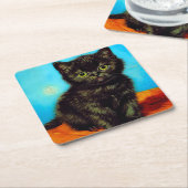 Dessous-de-verre Carré En Papier Van Gogh Style Pouting Kitten (Incliné)