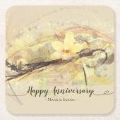 Dessous-de-verre Carré En Papier Vanilla Orchid Flower Abstract Art Calligraphy (Devant)